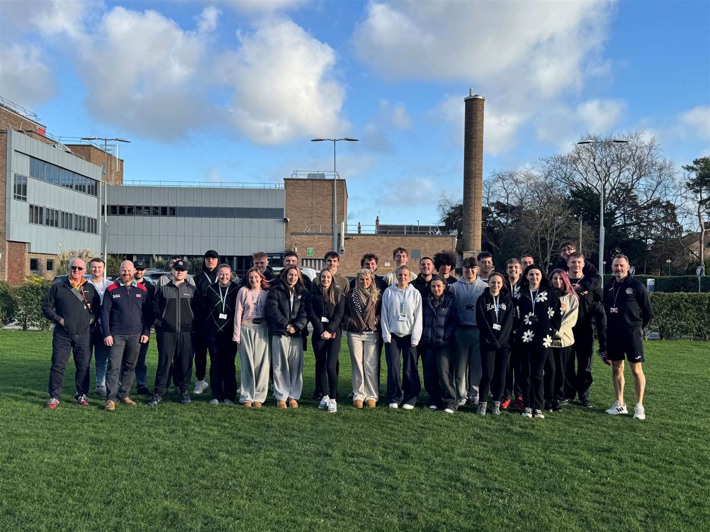 Dean Williams, fundraising manager with Level 3 Public Protective Services students and course rirector, Rob Cooke