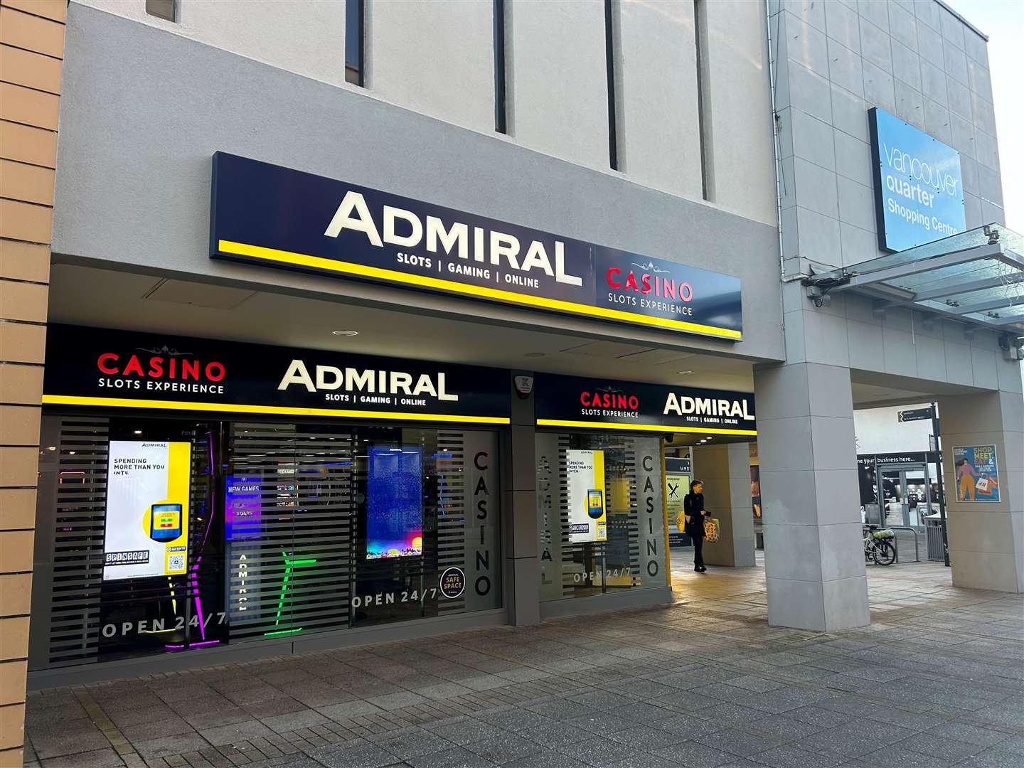 Bright lights and signs surround the Admiral Casino, which is open 24/7. Picture: Kris Johnston